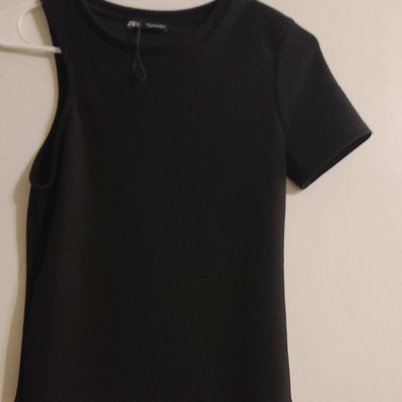 Zara Black Fitted Short Sleeve Tee - Picture 3 of 4